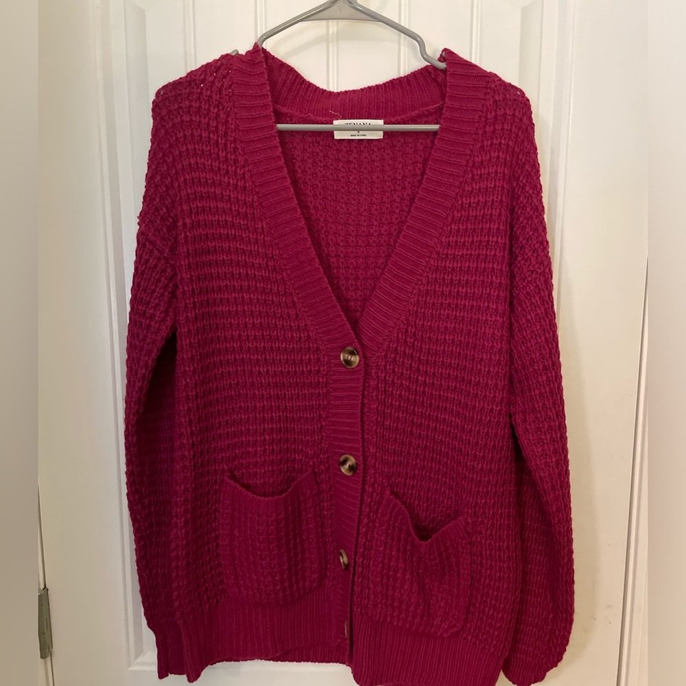 Zenana Cranberry Knitted Cardigan
